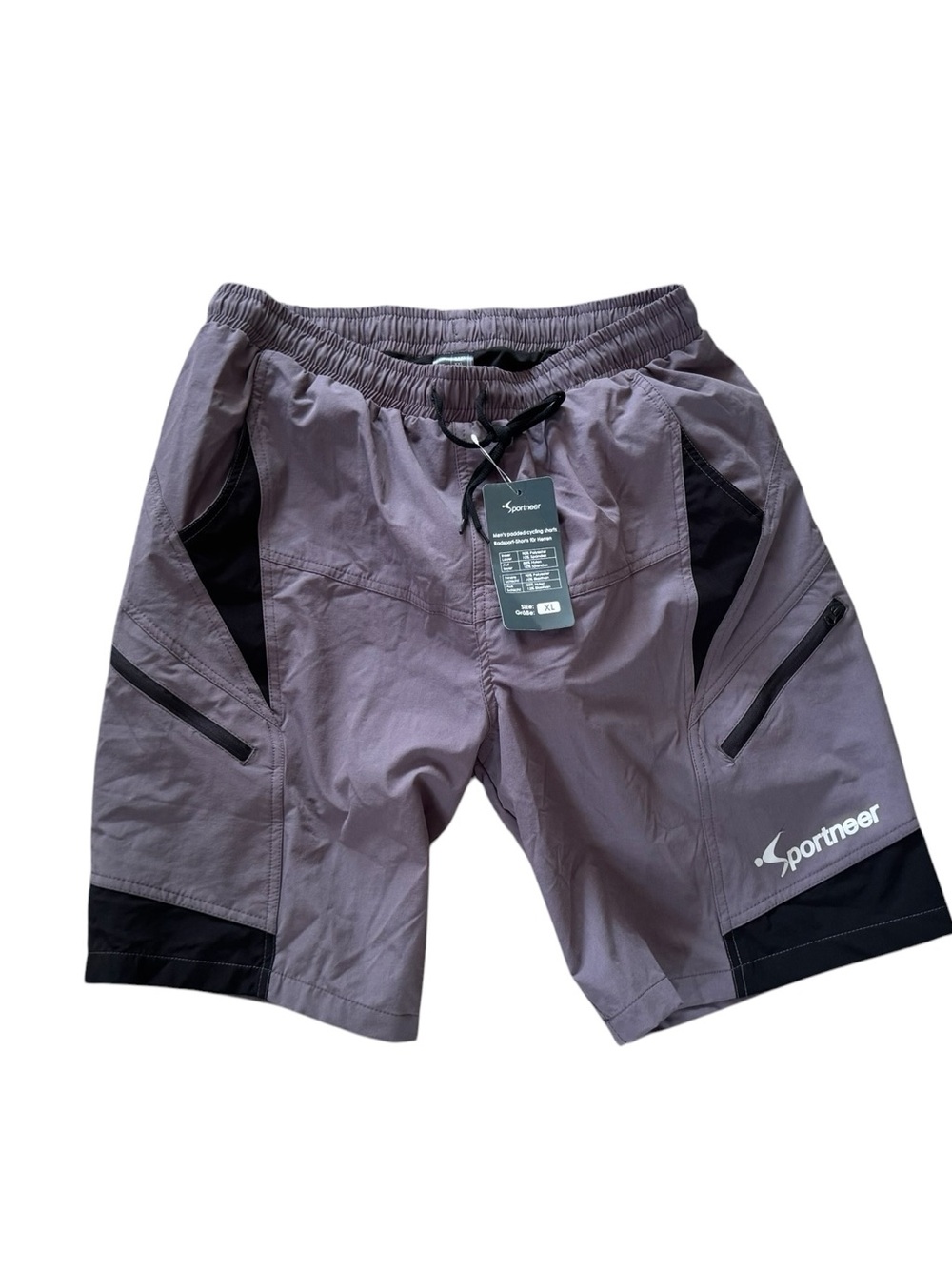 Sportneer Padded Cycling Shorts Men XL Gray Black 2 in 1 Bike Shorts Liner NWT